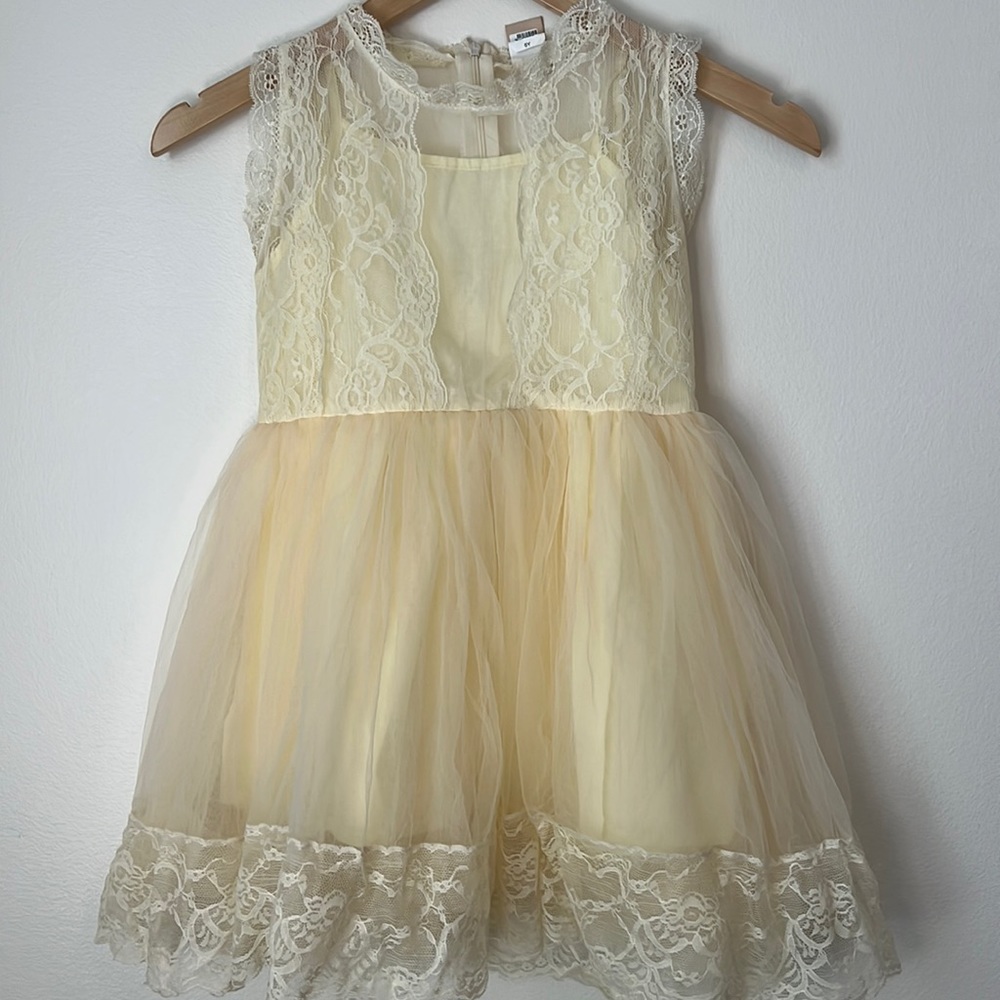 Buttercream yellow tulle skirted dress
